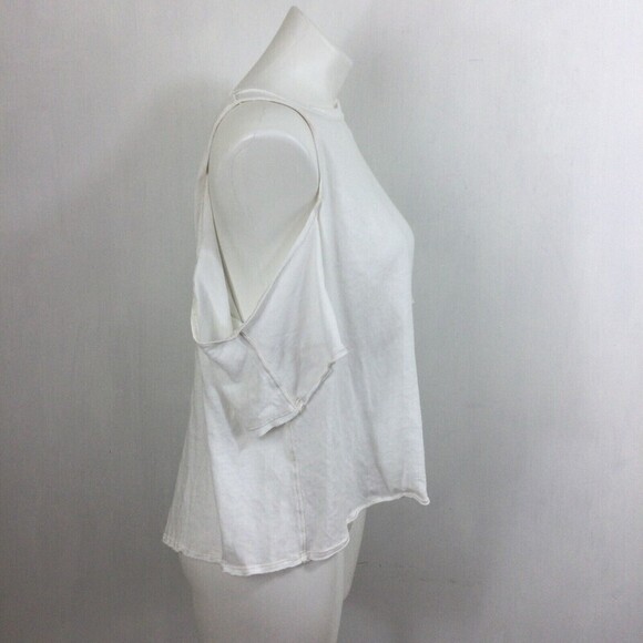 We the Free Free People Cotton Taurus Cold Shoulder Split Back Shirt Top White S - Picture 3 of 10